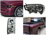 For Dodge Ram1500/2500/3500 Crystal Black Headlights+Glossy Black Tint Tail Ligh