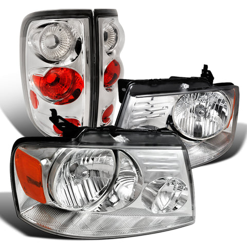 For 2004-2008 FORD F150 STYLESIDE CHROME HEADLIGHTS+TAIL BRAKE LAMPS