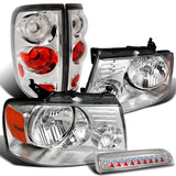 For 04-08 FORD F150 STYLESIDE CHROME HEADLIGHTS+CLEAR TAIL LAMPS+3RD BRAKE LAMPS