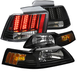 For Ford Mustang Cobra Black Headlights+Sequential Signal LED Rear Tail Brake Li