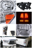 For Toyota Tundra Chrome Headlights Replacement Pair+Clear LED Tail Lamps