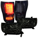 For Toyota Tundra Smoke Headlights Replacement Pair+Tinted LED Tail Lamps