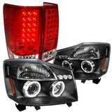 For 04-15 TITAN BLACK LED HALO PROJECTOR HEADLIGHT+RED LENS LED TAIL LANMP