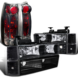 For Chevy Silverado Pickup Black Headlight Bumepr Corner Lamps+Smoke Tail Lamps