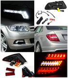 For Mercedes Benz C230 C250 C300 C350 W204 LED Tail Lamps+SMD DRL Fog Lights
