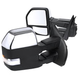 For Ford F150 Chrome Power Heated Tow Mirrors w/ LED Signal+Puddle Pair Lamps