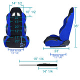 For 2002-2006 Acura RSX Black Blue Racing Bucket Seats+Mounting Brackets Rail