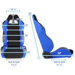 For 2002-2006 Acura RSX Black Blue Racing Bucket Seats+Mounting Brackets Rail
