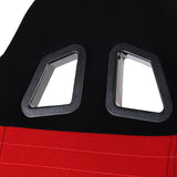 For Black/Red Faux Suede PVC Leather Type-6 Sport Racing Seats w/Sliders Left+Ri
