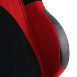 For Black/Red Faux Suede PVC Leather Type-6 Sport Racing Seats w/Sliders Left+Ri