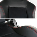 For Leather JDM Red Stitch PVC/Suede Recaro Style Racing Seats 1 Pair